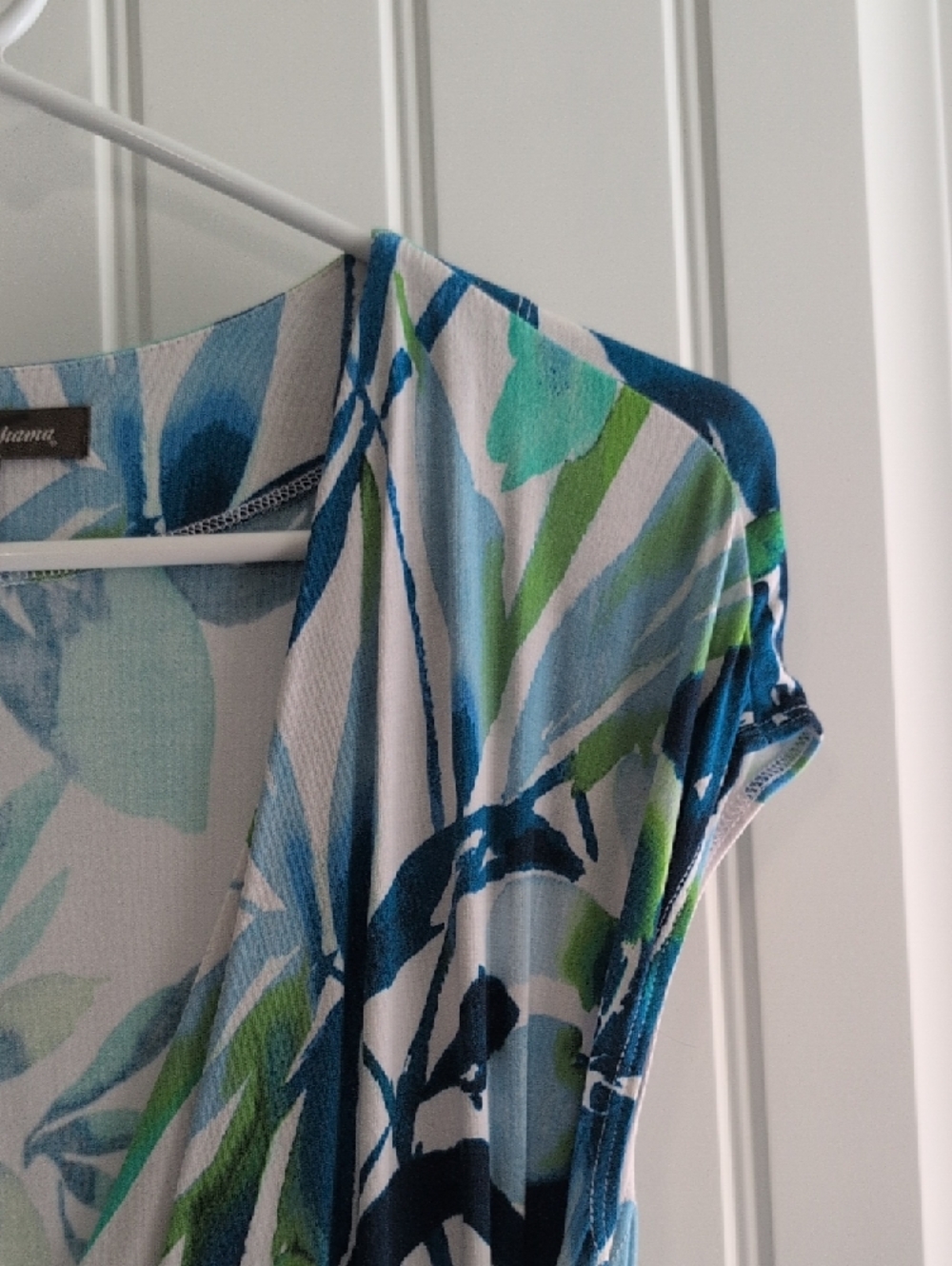 Tommy Bahama Blue & Green Floral Wrap Midi Dress - Picture 5 of 6